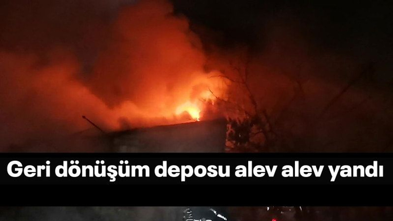 Geri dönüşüm deposu alev alev yandı